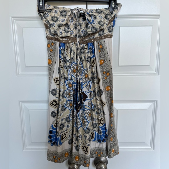 Sleeveless Décolleté Mandala Print Mini Dress Extra Small - Picture 2 of 6